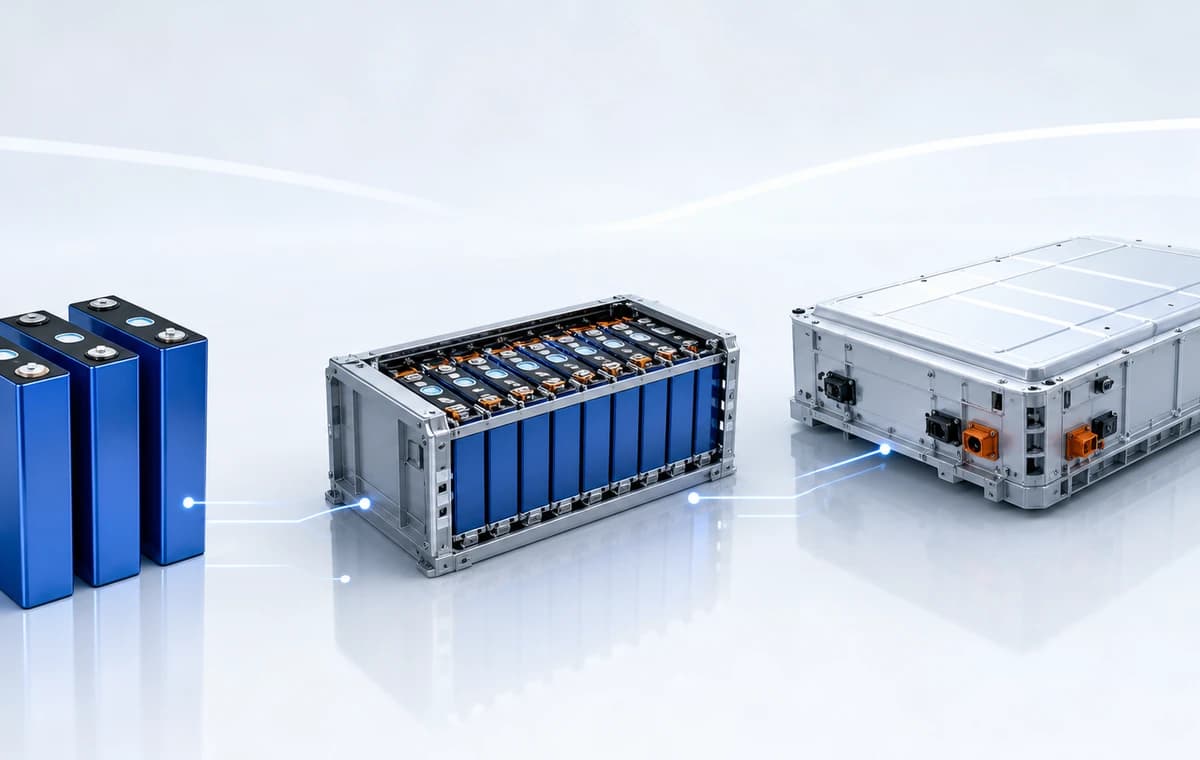 Battery Cells vs Battery Packs in Energy Storage technical visual